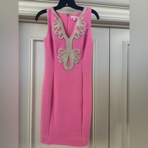 Lilly Pulitzer pink and gold dress